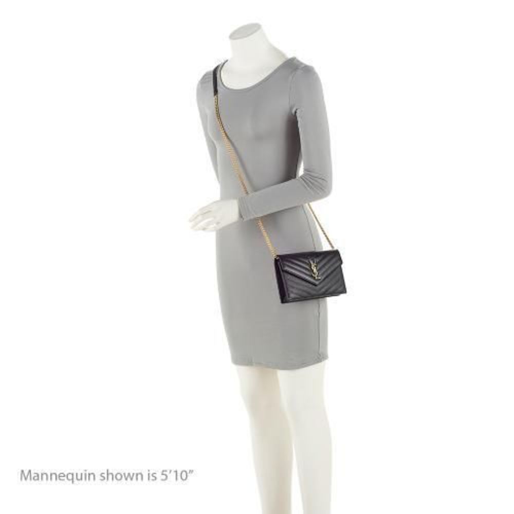 Saint Laurent Matelasse Grain de Poudre Monogram Envelope Chain Wallet - Picture 5 of 14